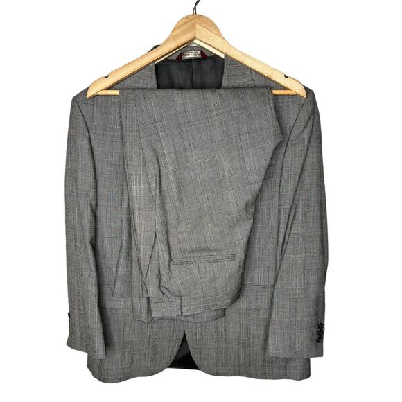 Botany 500 Mens 42R 2 Piece Suit Jacket Wool Blazer Dress Pant 32x30 Plaid Gray - Picture 12 of 14